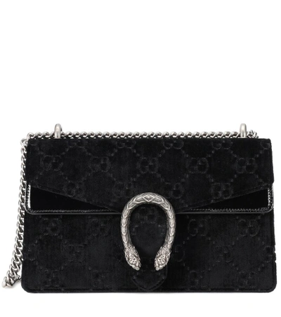 Shop Gucci Dionysus Gg Small Velvet Shoulder Bag In Black