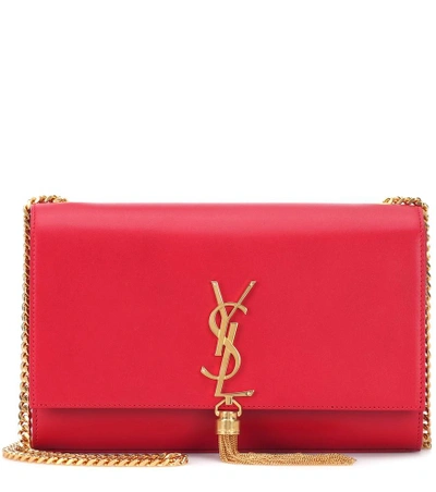Shop Saint Laurent Medium Kate Monogram Leather Shoulder Bag In Red