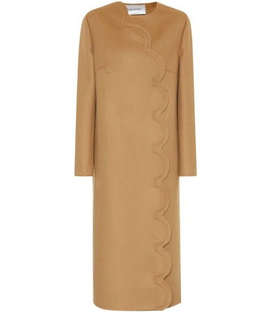 Shop Valentino Cashmere And Wool Coat In Beige