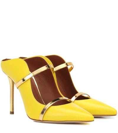 Shop Malone Souliers Maureen Leather Mules In Yellow