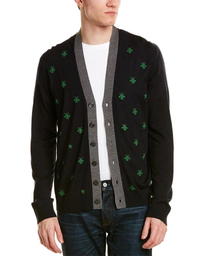 Shop Gucci Bees & Stars Wool Cardigan In Blue