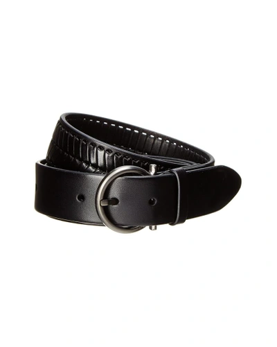 Shop Ferragamo Woven Leather Gancio Buckle Belt In Black