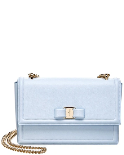 Shop Ferragamo Medium Vara Leather Shoulder Bag In Blue