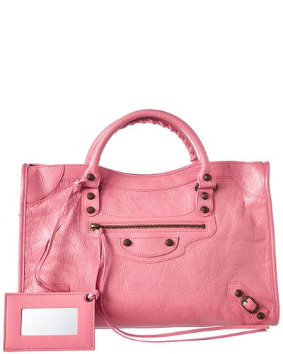 Shop Balenciaga Classic City Medium Leather Shoulder Bag In Pink