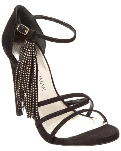 Shop Stuart Weitzman Suede Heeled Sandal In Black