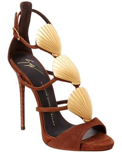 Shop Giuseppe Zanotti Shelly Suede Sandal In Brown