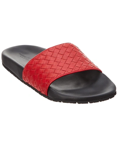 Shop Bottega Veneta Lake Intrecciato Leather Sandal In Red