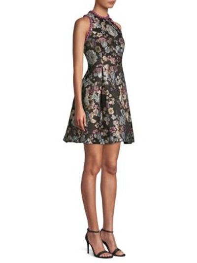Shop Laundry By Shelli Segal Brocade Fit-&-flare Dress In Pom Pom