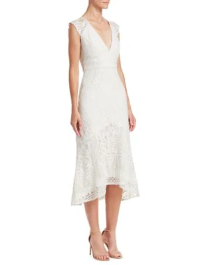 Shop ml Monique Lhuillier Embroidered Mesh Midi Dress In White