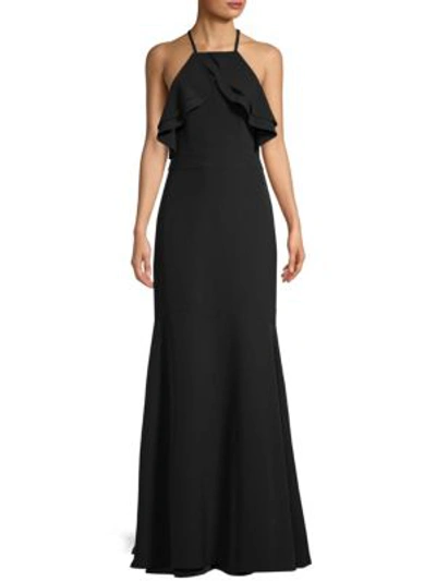 Shop Laundry By Shelli Segal Crepe Cutaway Gown In Black
