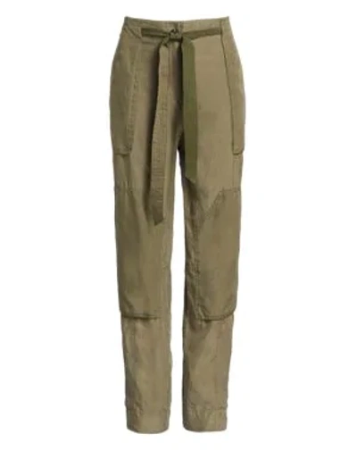 Shop Rag & Bone Henri Silk Cropped Cargo Pants In Light Olive