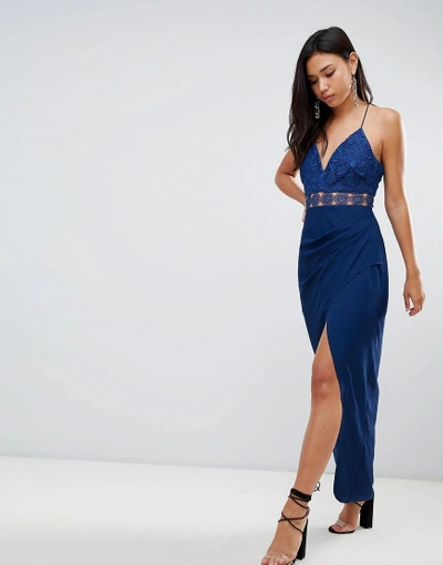 Shop Stylestalker Emilia Wrap Maxi Dress-navy