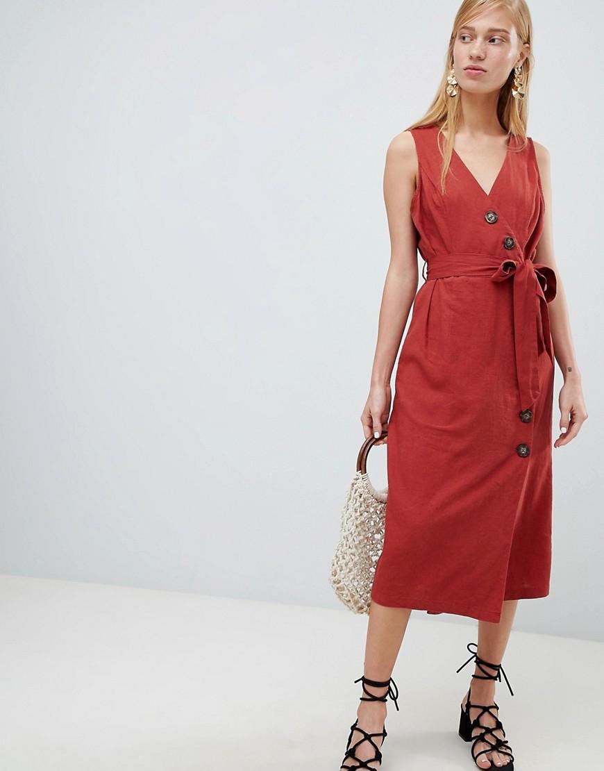 new look button midi dress