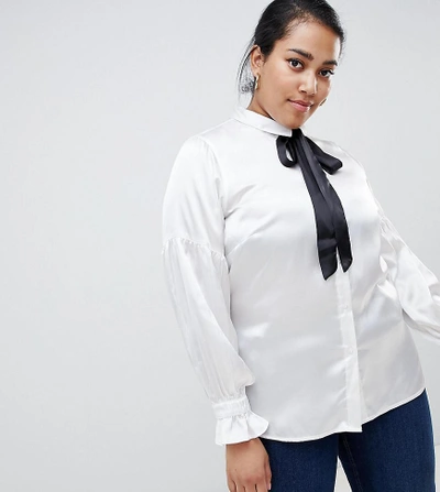 Shop Junarose Contrast Bow Blouse - White