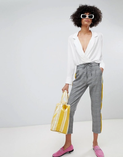 Shop Vero Moda Check Pants With Side Stripe - Multi