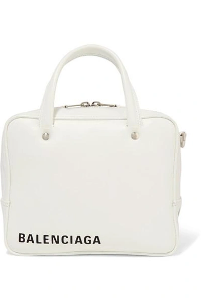 Shop Balenciaga Triangle Square Xs Aj Printed Leather Shoulder Bag In White