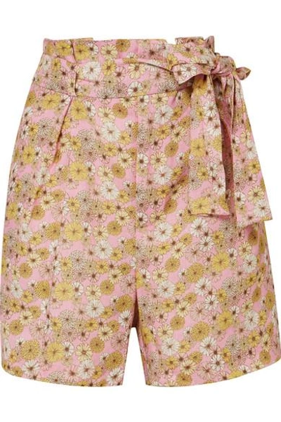 Shop Lisa Marie Fernandez Floral-print Linen Shorts In Pink