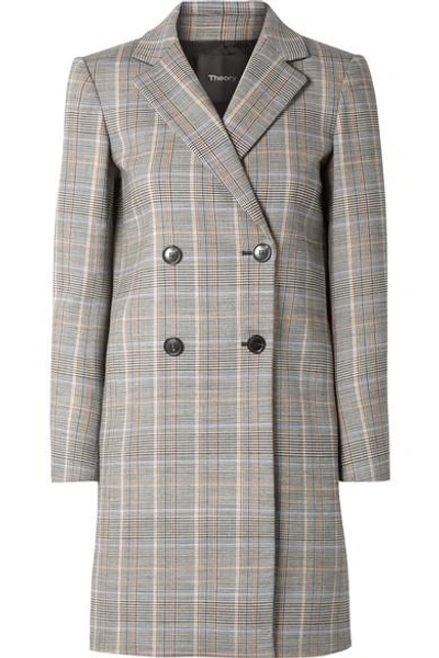 Shop Theory Prince Of Wales Checked Wool-blend Blazer In Gray