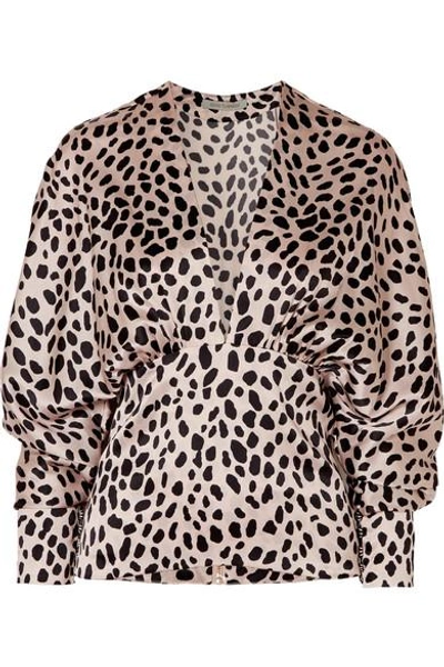 Shop Silvia Tcherassi Emily Leopard-print Silk-blend Satin Blouse In Pastel Pink