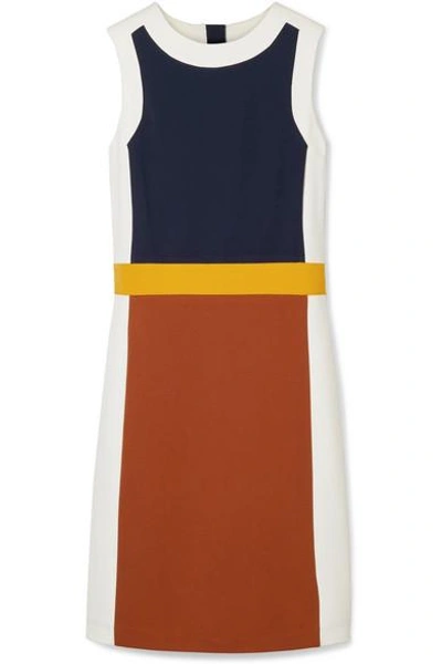 Shop Tory Burch Mya Color-block Stretch-jersey Dress In Brick