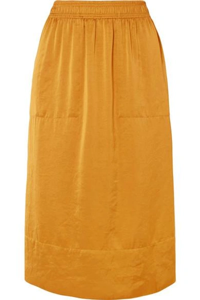 Shop Theory Crinkled-satin Midi Skirt In Yellow