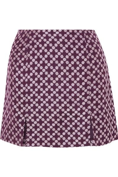 Shop Alexa Chung Floral-jacquard Mini Skirt In Plum