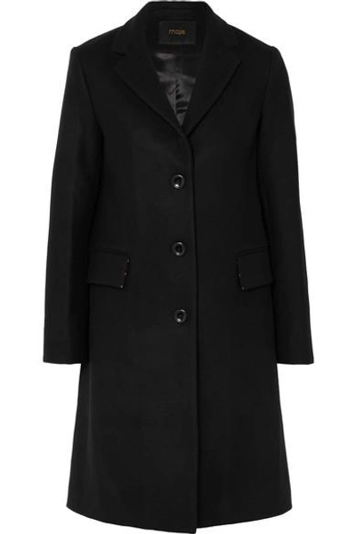 Shop Maje Wool-blend Coat In Black