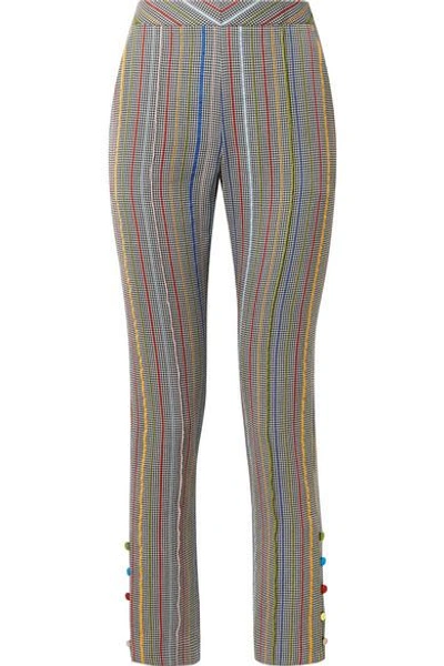 Shop Rosie Assoulin Oboe Wool And Silk-blend Jacquard Slim-leg Pants In Gray