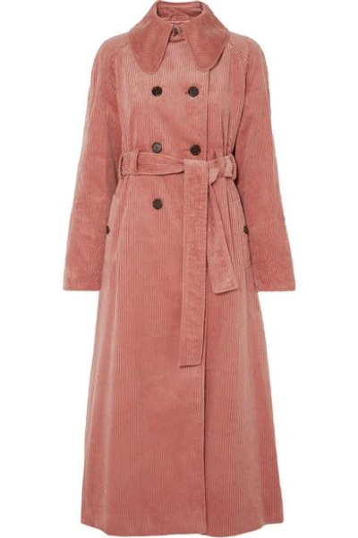 Shop Alexa Chung Cotton-blend Corduroy Trench Coat In Pink