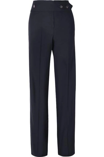 Shop Victoria Beckham Wool-twill Wide-leg Pants In Navy