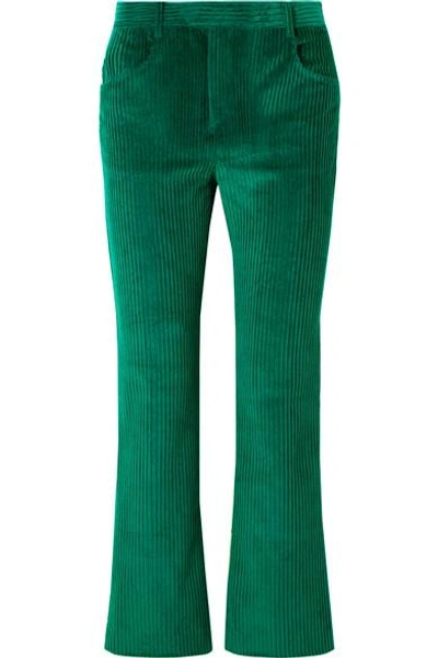 Shop Isabel Marant Mereo Cotton-corduroy Straight-leg Pants In Forest Green