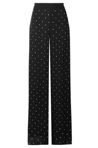 Shop Temperley London Twinkle Crystal-embellished Georgette Wide-leg Pants In Black