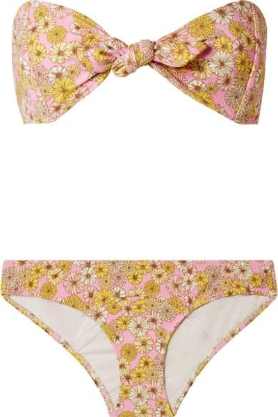 Shop Lisa Marie Fernandez Poppy Floral-print Stretch-crepe Bikini In Pink