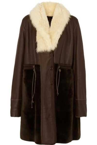Shop Chloé Reversible Shearling Coat In Dark Brown