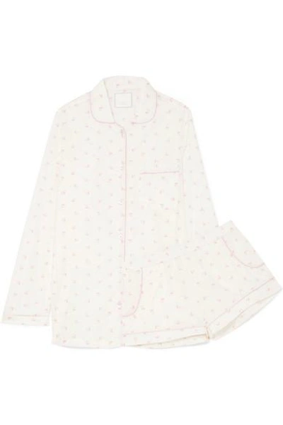 Shop Three J Nyc Josephine Printed Cotton Pajama Set In White