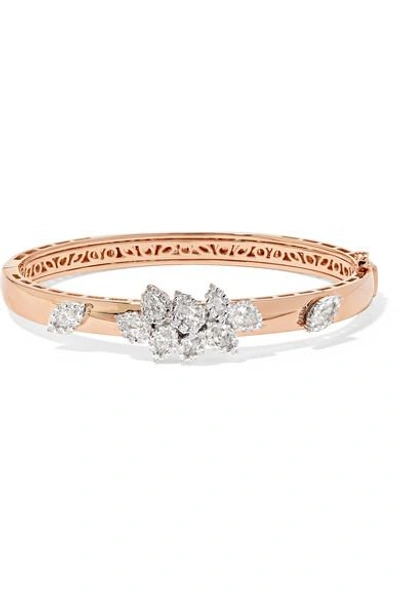 Shop Yeprem 18-karat Rose And White Gold Diamond Bracelet In Rose Gold
