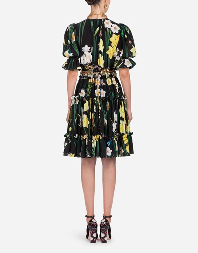 Shop Dolce & Gabbana Printed Silk Dress In Floral Print