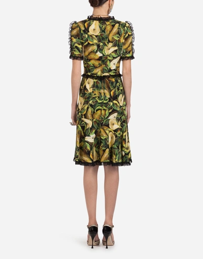Shop Dolce & Gabbana Printed Cady Dress In Multi-colored