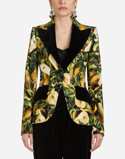 Shop Dolce & Gabbana Printed Velvet Blazer In Multi-colored