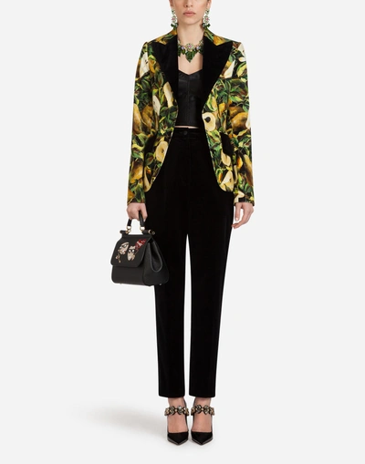 Shop Dolce & Gabbana Printed Velvet Blazer In Multi-colored