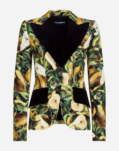 Shop Dolce & Gabbana Printed Velvet Blazer In Multi-colored