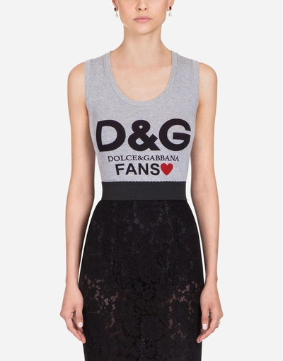 Shop Dolce & Gabbana Sleeveless Cotton T-shirt In Grey