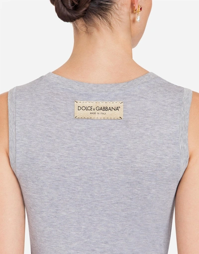 Shop Dolce & Gabbana Sleeveless Cotton T-shirt In Grey