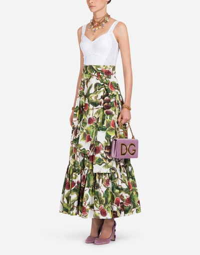 Shop Dolce & Gabbana Printed Cotton Skirt In Multicolor