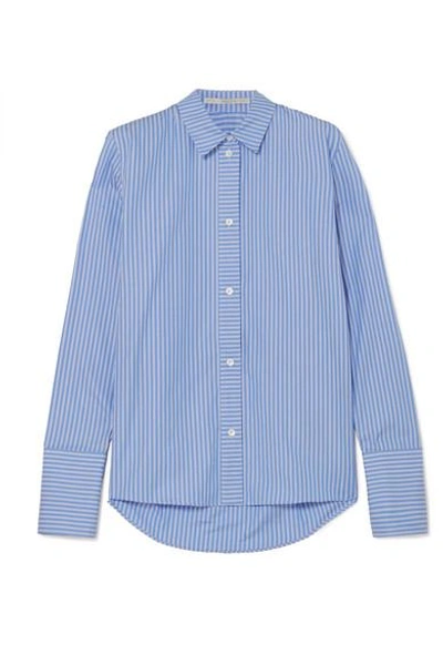 Shop Stella Mccartney Striped Cotton-poplin Shirt In Blue
