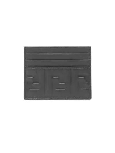 Shop Fendi Ff Embossed Leather Card Case In Black