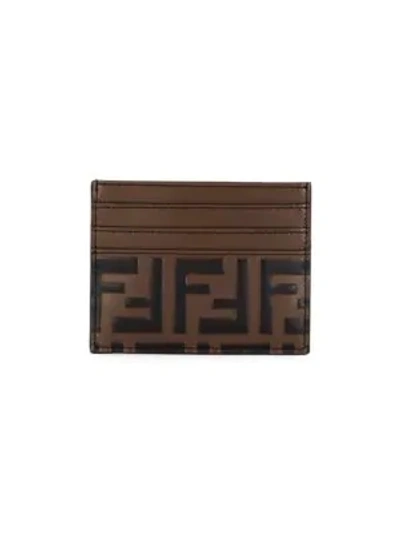 Shop Fendi Ff Embossed Leather Card Case In Black