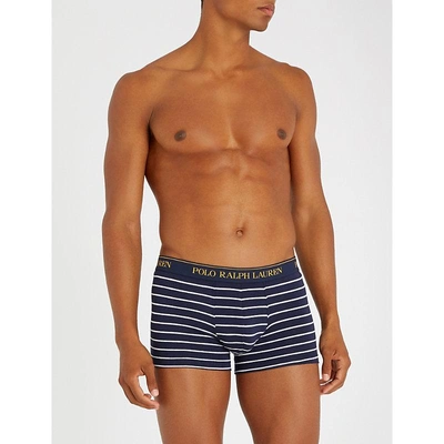 Shop Polo Ralph Lauren Pack Of Three Classic-fit Stretch-cotton Trunks In Navy Blue
