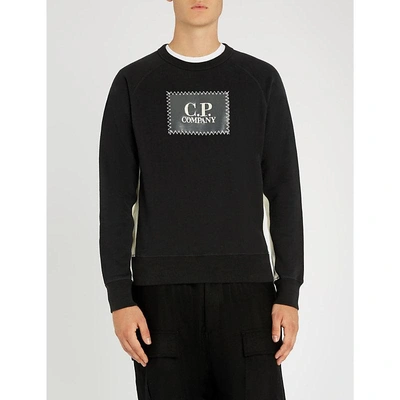 Shop C.p. Company Logo-embroidered Cotton-jersey Jumper In Black