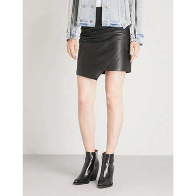 Shop Zadig & Voltaire Just Cuir Lisse Leather Skirt In Noir